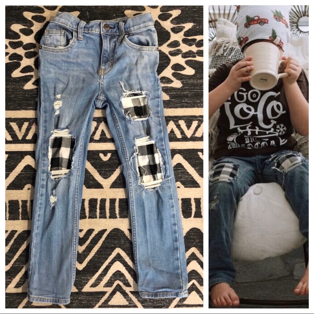 Dudley denim distressed denim plaid